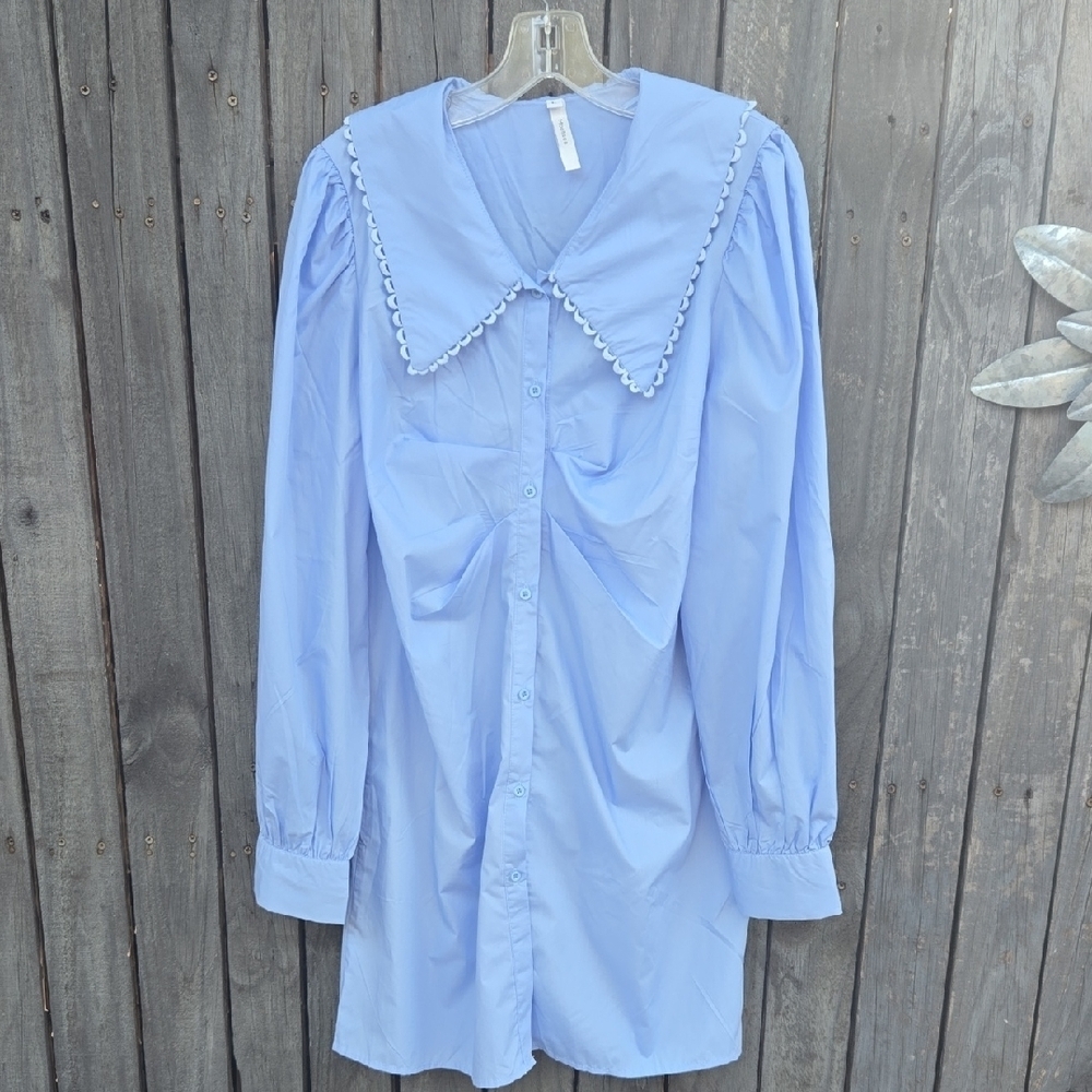 Moonsea Sky Blue Dress with Classic Collar